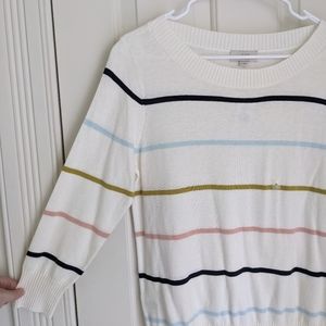 LOFT White Striped Sweater Size M